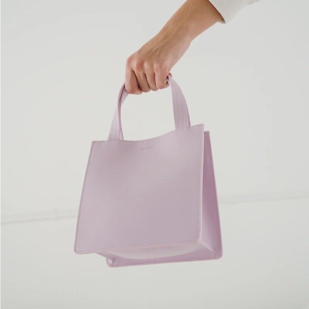BAGGU Small Leather Retail Tote in Pale Orchid